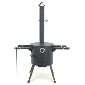 Feuerofen Utschak Ø 36 cm mit Abzugsrohr, für Kasan 10 L, Thermometer, Ablagetischen, Ofenplatte