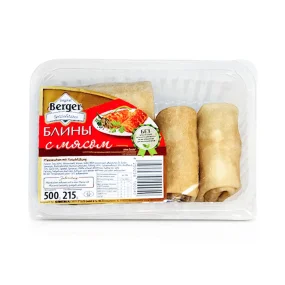 Bliny, Pfannkuchen mit Schweine- und Rindfleischfüllung, Berger, 500 g Bliny, Pfannkuchen mit Schweine- und Rindfleischfüllung, Berger, 500 g