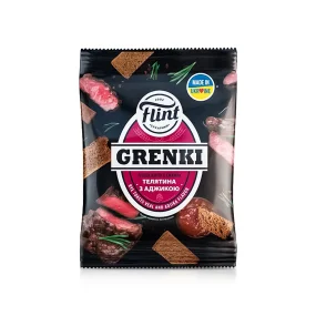 Schwarzbrotcroutons, mit Geschmack von Kalbfleisch und Ajika, Flint, 100 g
