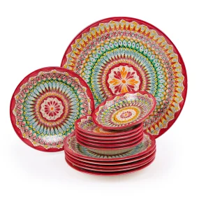 Сервиз для плова - Мехроб красный - MSV2 - RA - Риштанская керамика, 13 предметов
