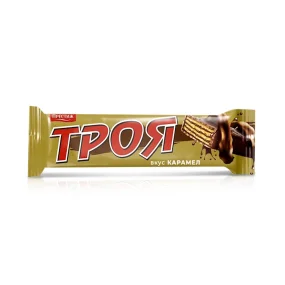 Батончик вафельный - Троя, с карамельным вкусом, глазированный, Престиж, 28 г Батончик вафельный - Троя, с карамельным вкусом, глазированный, Престиж, 28 г