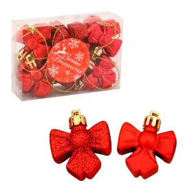 Weihnachtskugeln-Set - Schleife, rot, Kunststoff, 3,5 x 4 cm, 10 Stk. Weihnachtskugeln-Set - Schleife, rot, Kunststoff, 3,5 x 4 cm, 10 Stk.