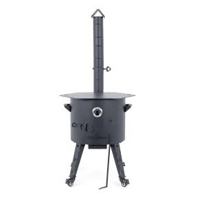Feuerofen Utschak Ø 44 cm mit Abzugsrohr, für Kasan 16 l, Thermometer, Transportrollen, Ofenplatte