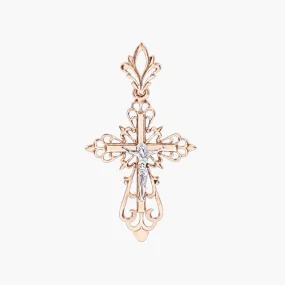 Крест, красное / белое золото 585°, 33 мм