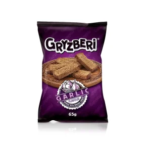 Сухарики - Gryzberi, ржано- пшеничные со вкусом чеснока, 65 г