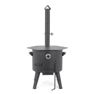 Feuerofen Utschak Ø 49 cm mit Abzugsrohr, für Kasan 22 L, Thermometer, Ofenplatte
