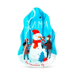 Neujahrsteller - Schneemann. Der Winter ist eine zauberhafte Zeit, Glas, 13,4 x 20,5 cm