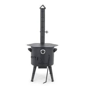 Feuerofen Utschak Ø 40 cm mit Abzugsrohr, für Kasan 12 L, Thermometer, Ofenplatte