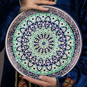 Lagan - KaraKalam blau-grün, Rischtan Keramik, Ø 37 cm