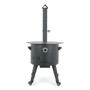 Feuerofen Utschak Ø 49 cm mit Abzugsrohr, für Kasan 22 L, Thermometer, Transportrollen, Ofenplatte