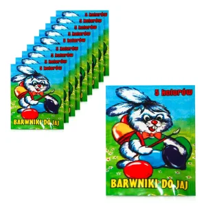 Farbmittel für Ostereier - Osterhase, frühfärbend, 10 Packungen × 5 Farben