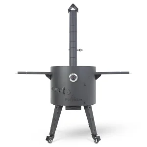 Feuerofen Utschak Ø 44 cm mit Abzugsrohr, für Kasan 16 l, Thermometer, Transportrollen, Ablagetischen,