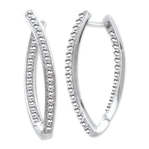 Ohrringe, Silber 925° , Zirkonia, englischer Verschluss, 33 mm