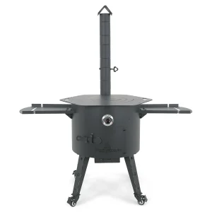 Feuerofen Utschak Ø 49 cm mit Abzugsrohr, für Kasan 22 L, Thermometer, Transportrollen, Ablagetischen, Ofenplatte