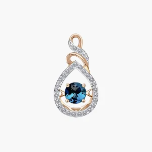 Anhänger, Rotgold 585°, Topas, Zirkonia, 20 mm 1,98 gr