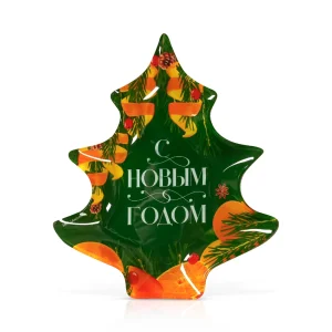 Тарелка новогодняя - С Новым Годом, стекло, 19,5 х 16,5 х 1,8 см