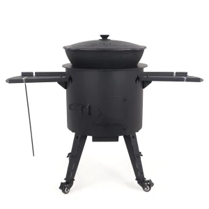 Учаг печь Ø 44 см + чугунный казан 16 л, круглое дно, колёса, столики, плита + кухонные принадлежности, узбекский чугунный казан для гриля и плова