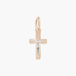 Kreuz Anhänger, Rot- / Weißgold 585°, 23 mm 0,77 gr