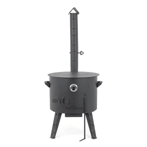 Feuerofen Utschak Ø 49 cm mit Abzugsrohr, für Kasan 22 L, Thermometer, Ofenplatte