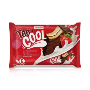 Biskuitschnitte - Too Cool Strawberry Splash, mit Milch- und Erdbeerfüllung, Roshen, 6 Stk. 270 g