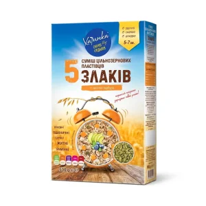 Смесь зерновых хлопьев 5 злаков + семена тыквы, Хатинка, 500 г