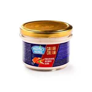 Brotaufstrich mit Capelinrogen und geräucherten Lachsstücken, Mono More, 160 g