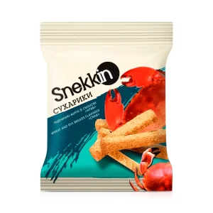  Сухарики пшенично-ржаные - Snekkin, со вкусом краба, 70 г