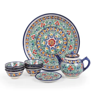 Сервиз чайный - КараКалам KSV1 - R1 - Риштанская керамика - 9 предметов