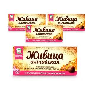 Harz - Altai aus sibirischem Lärchenharz, mit Bienenwachs und Propolis, 4 Stk. х 4