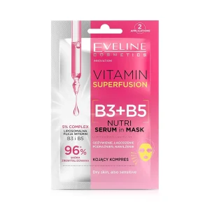Gesichtsmaske -Nährend, mit Serum, Vitamin B3+B5, Eveline, 2 x 5 ml