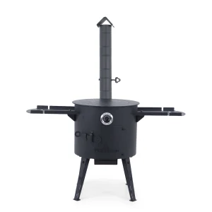 Feuerofen Utschak Ø 40 cm mit Abzugsrohr, für Kasan 12 L, Ablagetischen, Ofenplatte