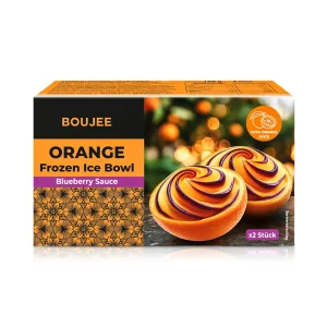 Eis - Frozen Ice Bowl, in Orangenschale, mit Blaubeersauce, Boujee, 160 g