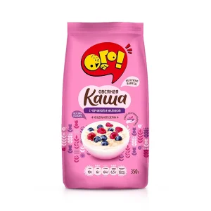 Haferflockenbrei, mit Blaubeeren und Himbeeren, OGO!, 350 g 