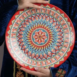 Lagan Mehrob rot, Rischtan Keramik, Handarbeit, Muster MIX, Ø 37 cm