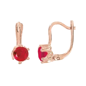 Kinderohrringe, Rotgold 585°, Zirkonia, englischer Verschluss, 12 mm