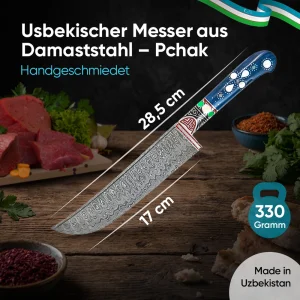 Usbekischer Messer aus Damaststahl – Pchak, 28,5 cm