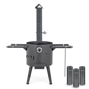 Feuerofen Utschak Ø 44 cm mit Abzugsrohr, für Kasan 16 l, Ablagetischen