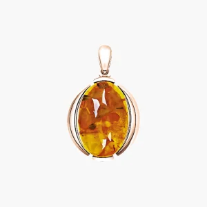 Anhänger, Silber 925°vergoldet, Bernstein, 25 mm