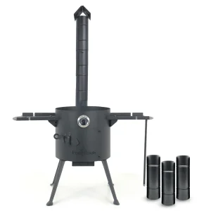 Feuerofen Utschak Ø 36 cm mit Abzugsrohr, für Kasan 10 L, Thermometer, Ablagetischen,