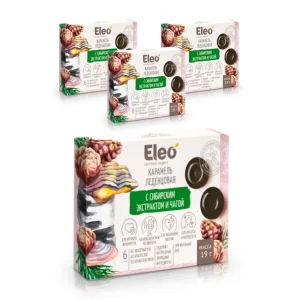Карамель леденцовая, с сибирским экстрактом и чагой, Eleo, 19 г х 4 шт. 