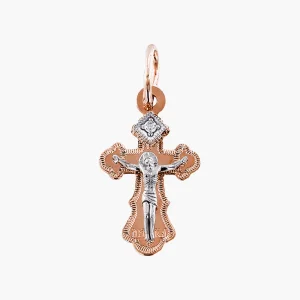 Kreuz, Rot- / Weißgold 585°, Zirkonia, 22 mm