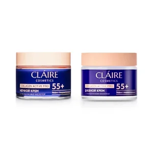 Набор для лица, с коллагеном, 55+ , дневной крем + ночной крем, Claire Cosmetics