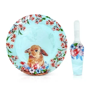 Kuchenplatte - Kaninchen, mit Tortenheber, Glas, Ø 30 cm