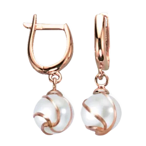 Ohrhänger, Rotgold 585° , Süßwasser-Zuchtperle, 24 mm