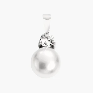 Anhänger, Silber 925°, Zirkonia, Süßwasser-Zuchtperle, 19 mm