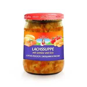 Lachssuppe, mit Gemüse und Reis, Dovgan, 480 g