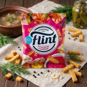 Сухарики пшенично-ржаные - Flint, со вкусом холодец с хреном, 70 г