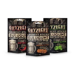  Набор сырных палочек - Сулугуни, сушёные и копчёные, Gryzberi, 3 х 30 г