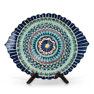 Ляган резной овальный, Мехроб М, Риштан, Ø 42-35 см