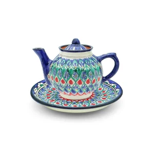 Teekanne, Teller Ø 15 cm - Mehrob blau - MSV1 - Rischtan Keramik